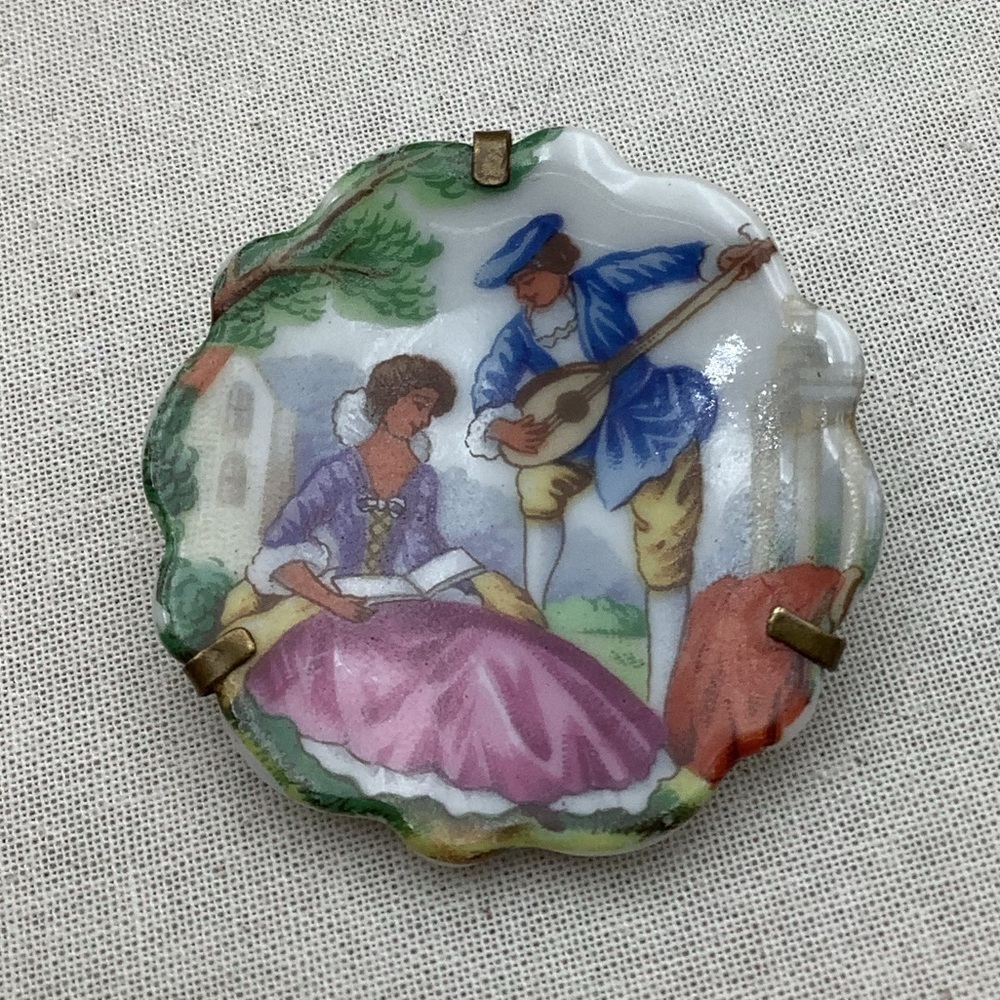 Antique Limoges Brooch the Serenade